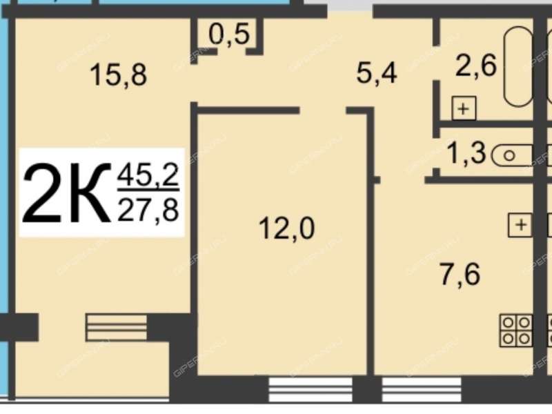 двухкомнатная квартира на улице Веденяпина дом 1б