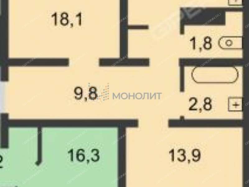 двухкомнатная квартира на Бурнаковской улице дом 71