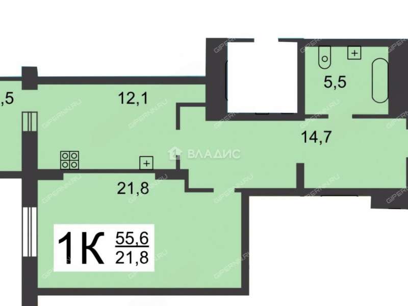 однокомнатная квартира на бульваре Мира дом 3