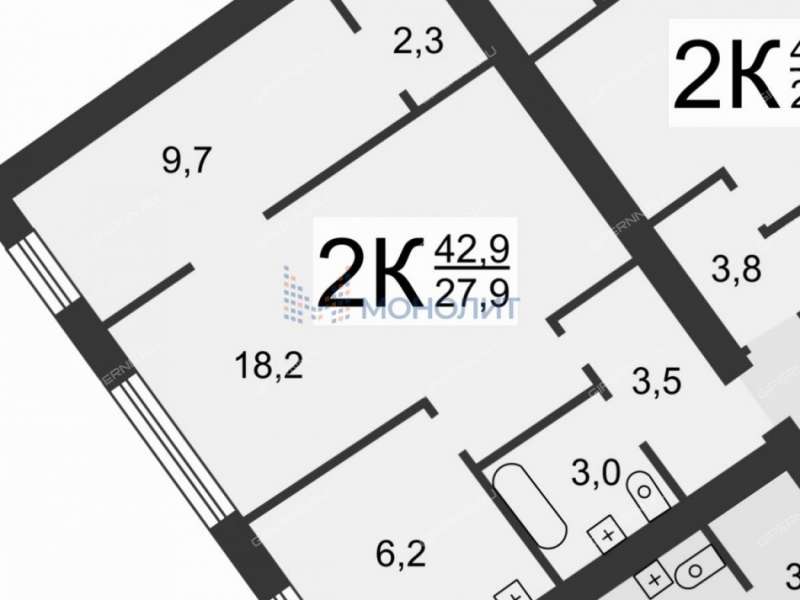 двухкомнатная квартира на Большой Покровской улице дом 58/1