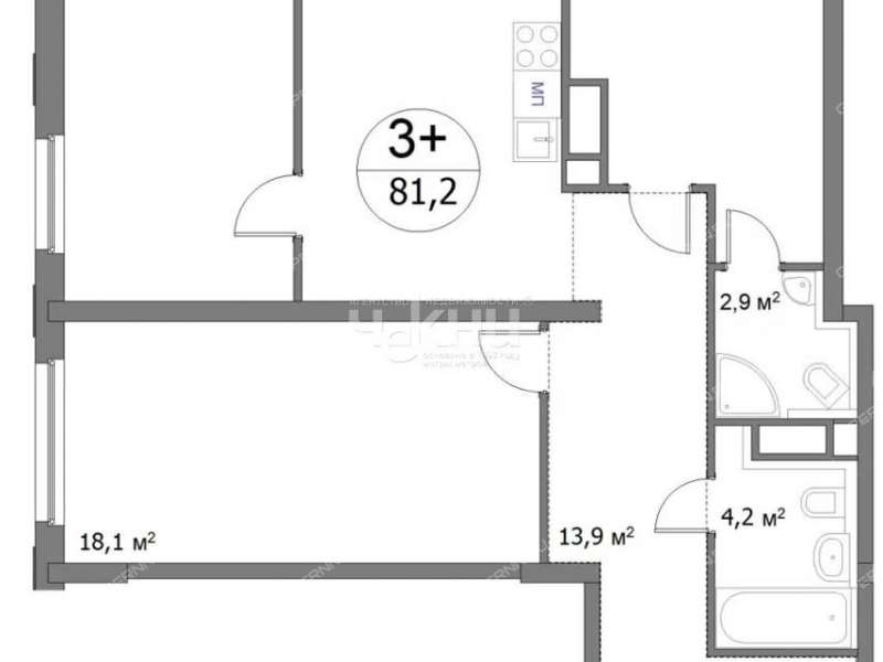 трёхкомнатная квартира на улице Сергея Акимова дом 50