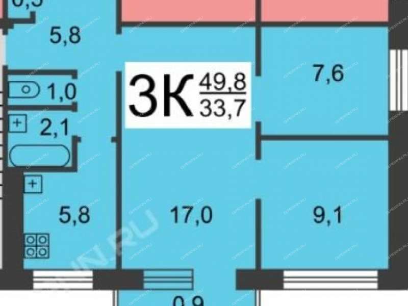 трёхкомнатная квартира на улице Гаугеля дом 30