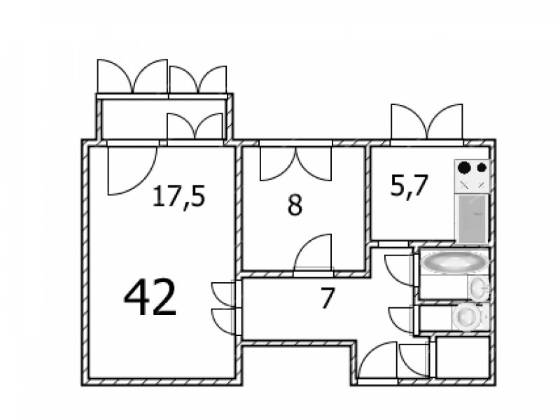 двухкомнатная квартира на улице Дьяконова дом 18