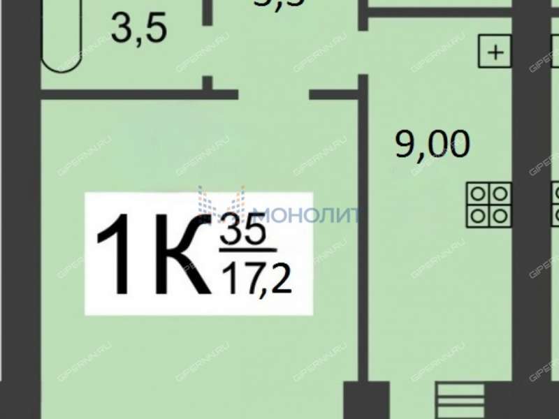 однокомнатная квартира на улице Пермякова дом 40