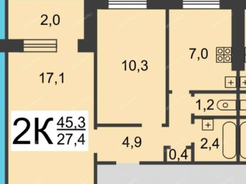 двухкомнатная квартира на улице Янки Купалы дом 31