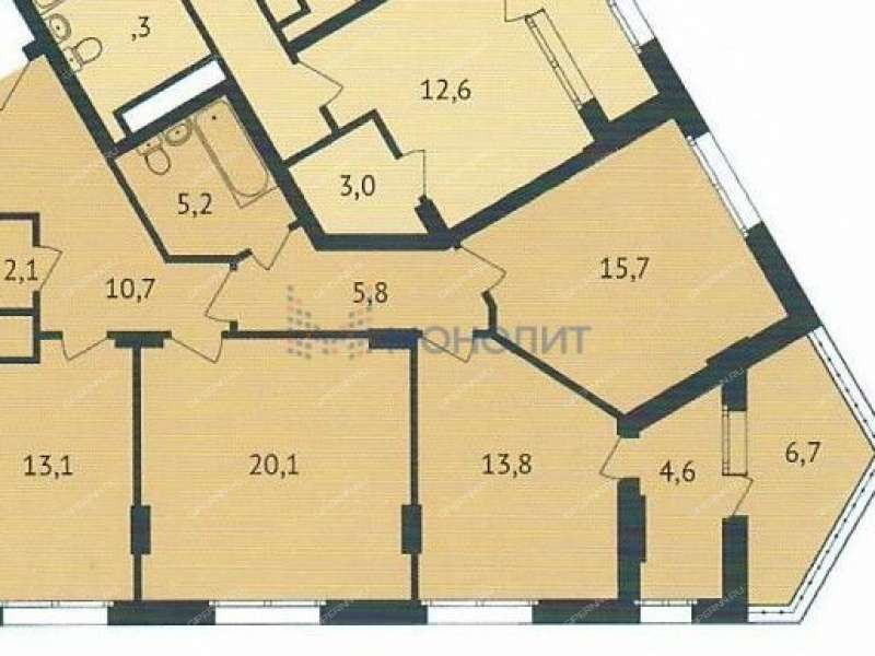 трёхкомнатная квартира на улице Владимира Высоцкого дом 1