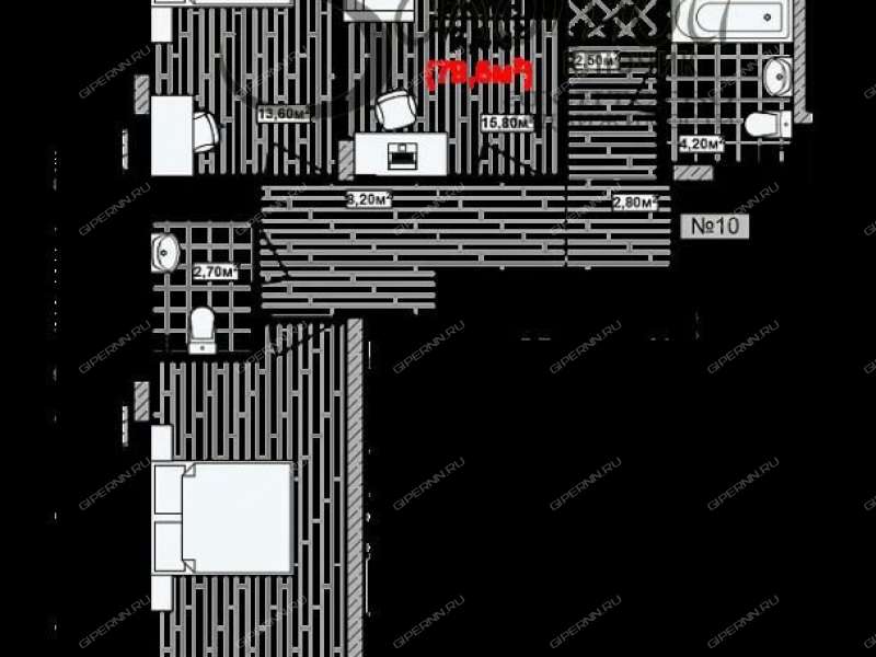 трёхкомнатная квартира в новостройке на Деловой улице