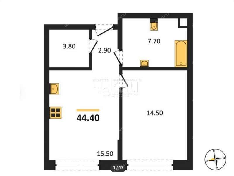 однокомнатная квартира в новостройке на Черниговской улице