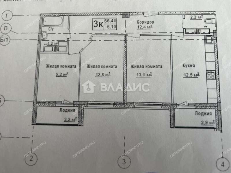 трёхкомнатная квартира на Южном бульваре дом 19