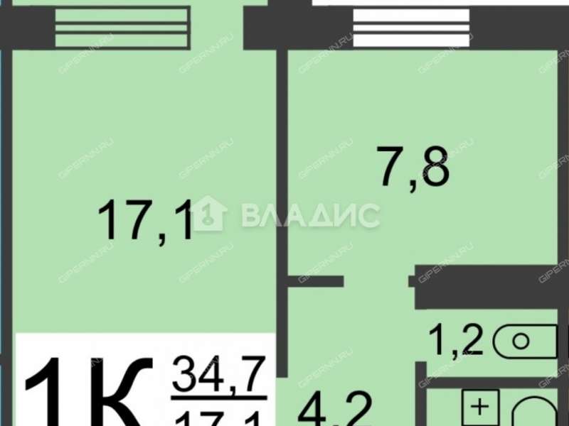 однокомнатная квартира на улице Декабристов дом 9