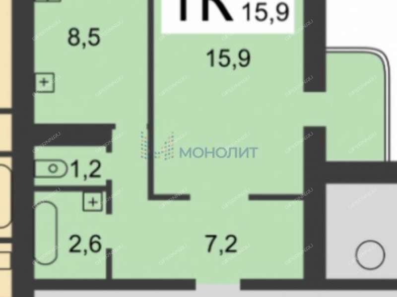 однокомнатная квартира на улице Маршала Рокоссовского дом 10