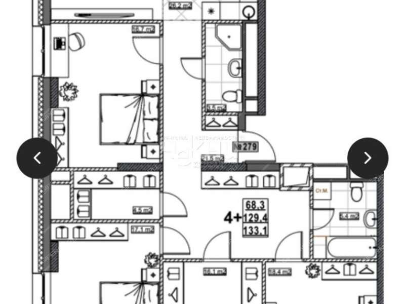 четырёхкомнатная квартира на улице Бетанкура