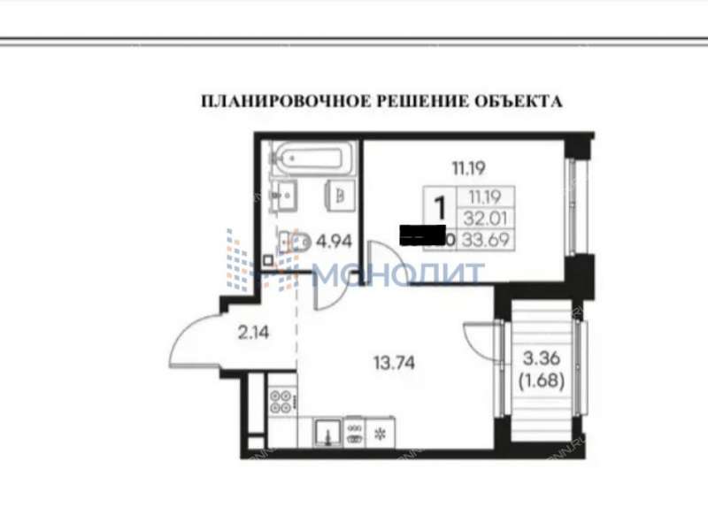 однокомнатная квартира на Воротынской улице