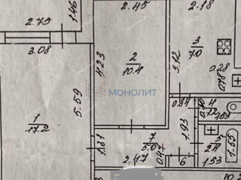 двухкомнатная квартира на улице Коминтерна дом 14